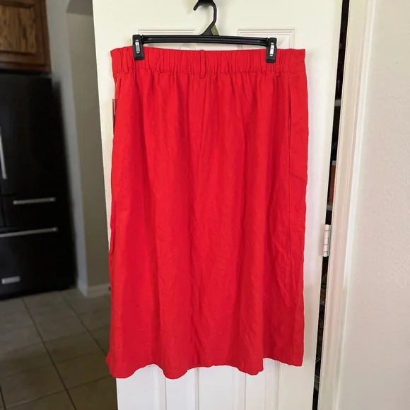 A New Day Red Linen A-line Skirt - Picture 3 of 6